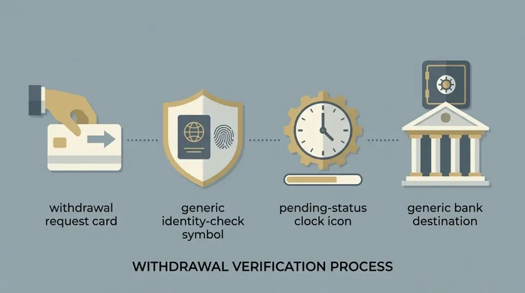 Illustration of a neutral casino withdrawal verification flow